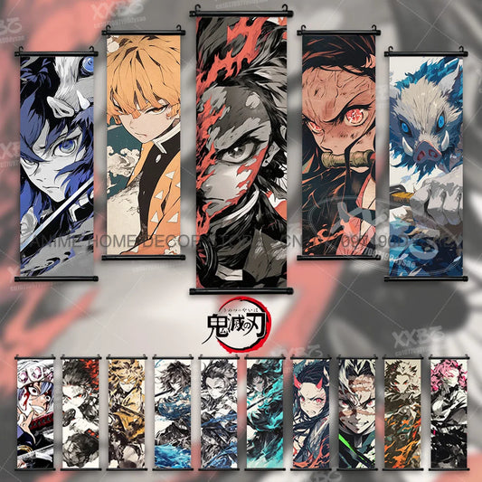 Demon Slayer Posters Kanroji Mitsuri Home Decor Kamado Nezuko Anime Hanging Paintings Wall Art Iguro Obanai Scrolls Pictures