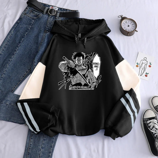 Anime Black Clover Harajuku Yami Sukehiro Manga Hoodies Gothic Cartoon Streetwear Long Sleeve Casual Women Patchwork Sweatshirts